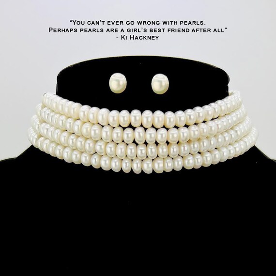 4 Strand Pearl Choker Multi Strand Pearl Choker 4 Row Pearl Etsy