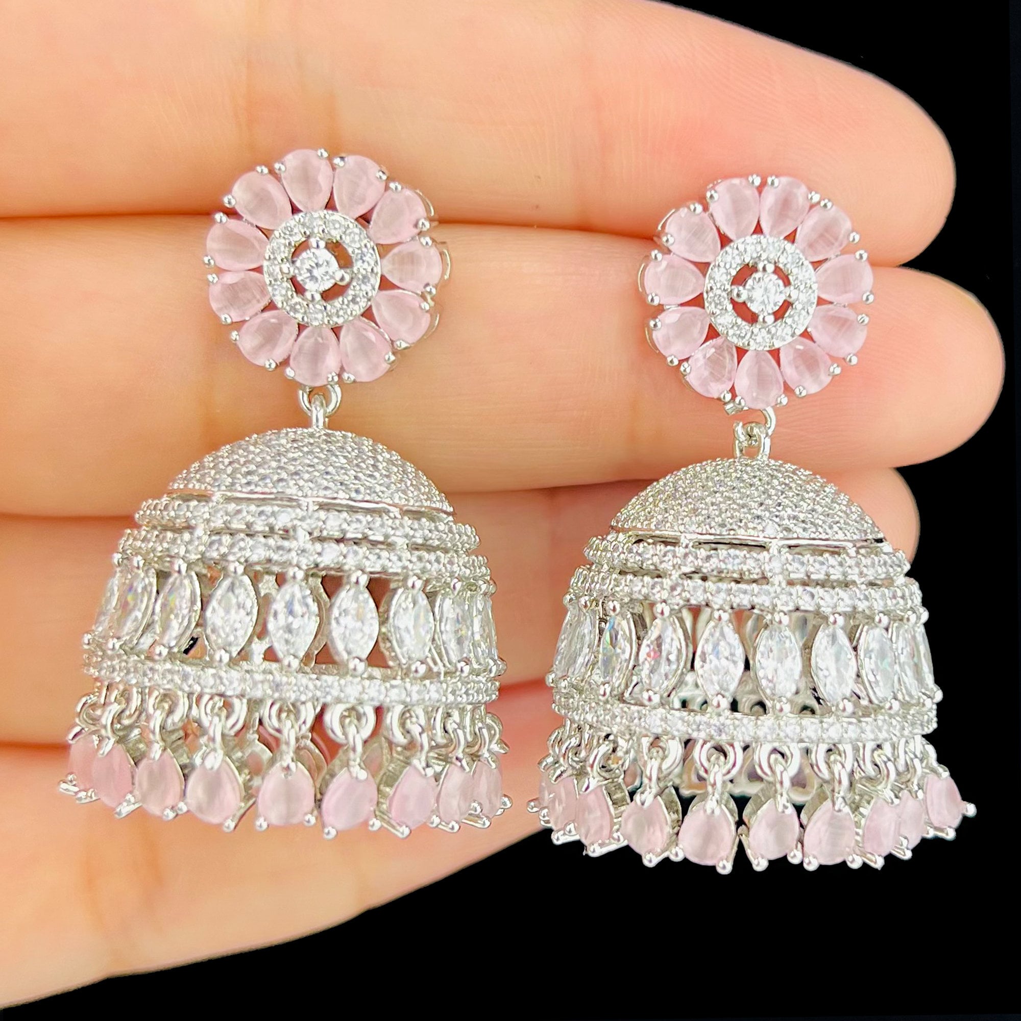 Oberon CZ Jhumkas | Buttalu - Emmadi Silver Jewellery