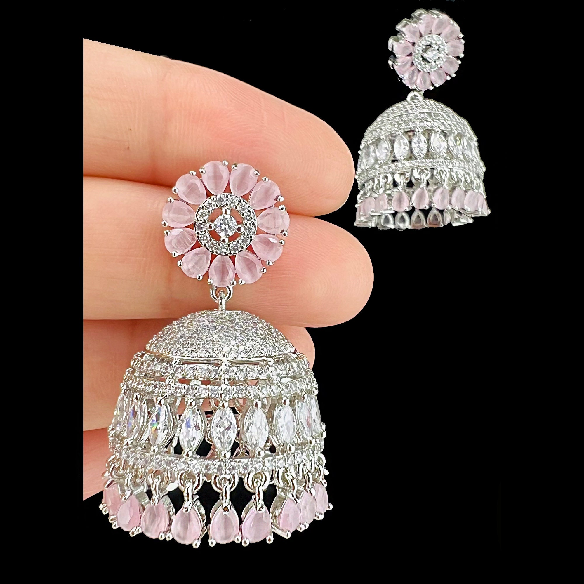 Buy CZ Gold Finish Jhumka Indian Jewellery Jimiki Set Indian Earrings  Indian Bridal Jewellery Online in India - Etsy