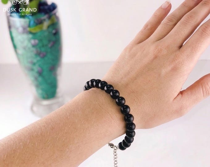 Black Akoya Cultured Pearl Bracelet, Adjustable Length - DUSKGRAND