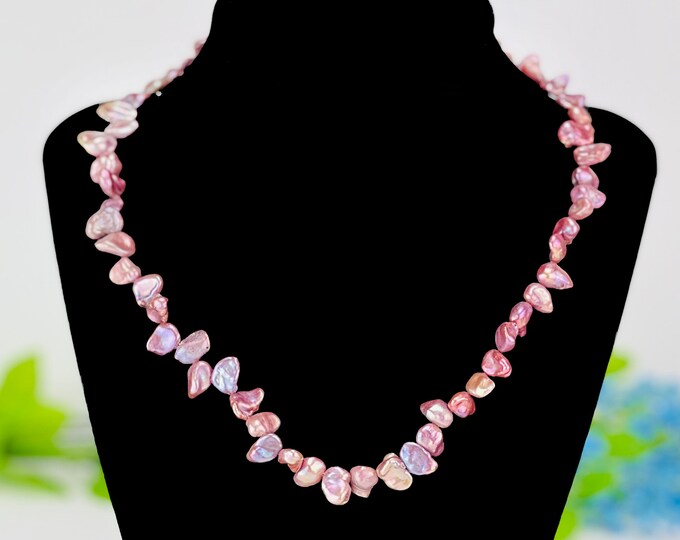 Cultured Freshwater Wine color Biwa Pearl Necklace, 18 inches with Adjustable Chain- DUSKGRAND