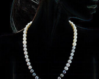 Multi-Colored Freshwater Pearl Necklace with Earrings: 8.5-9.5mm, 18 Inches - DUSKGRAND