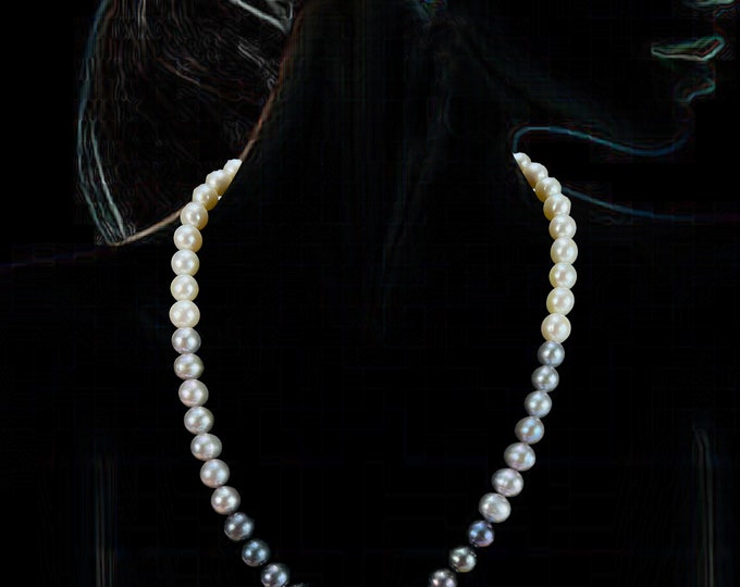 Multi - Colored Genuine Freshwater Pearl 8.5-9.5 mm Pearl  Necklace 18 Inches Pearl Necklace +Earrings, wedding jewelry,  DuskGrand