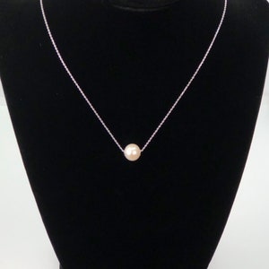 Single Pearl Necklace with Silver chain - DuskGrand