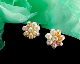 Multi colored Cultured freshwater Pearl Stud  Earrings - DUSKGRAND