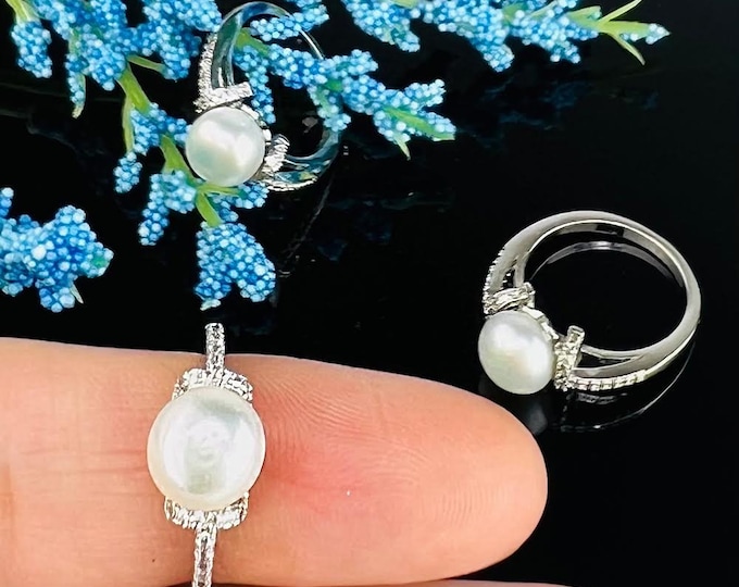 Cultured Freshwater Water Soft White  Colored Pearl with CZ studded - DuskGrand