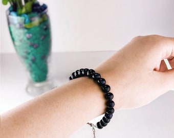 Black Pearl Bracelet, Adjustable length 8-9 inches, Cultured Freshwater pearls,classic pearl bracelet, round pearl bracelet - DuskGrand