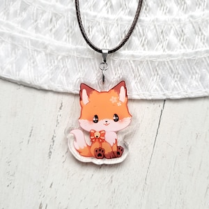 Acrylic necklace, fox, acrylic jewelry, cute