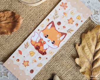 Autumn bookmark of a fox | cute bookmark | kawaii style | Cottagecore | Fall