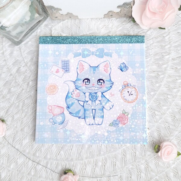 Bloc-note Chat du Cheshire fait-main | Alice au Pays des merveilles | Papéterie | kawaii