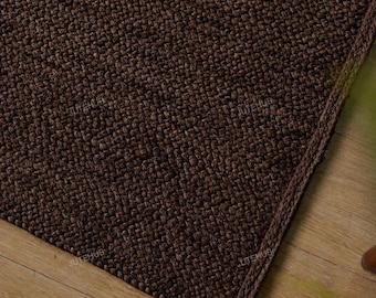 Handmade jute solid dark brown rug: Natural jute rug 7 x 12 ft for kitchen, Eco friendly and Pure vegan rug, Entryway doormats jute carpets