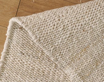 Handgeweven wit hennep jute vloerkleed, groot hennep vloerkleed, bohemian stijl voor huis en woonkamer, extra groot tapijt, milieuvriendelijk vloerkleed, hennep vloerkleed