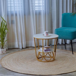 Braided Round Rug for Hallway: Handmade Geometric Circle Rug, Vintage Kitchen Rug, Boho Home Decor, 6 FT Circular Jute Carpet, Indian Rug
