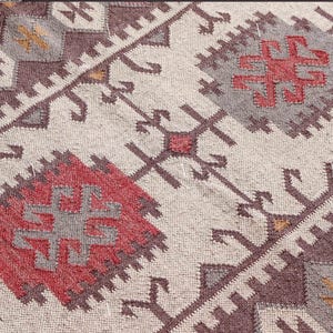 Vintage Wool Jute Kilim Rug, Handwoven, Wool and Jute Rug Handmade, Kilim Dhurrie Rug, Traditional Indian jute Area rug Kilim dhurrie rug