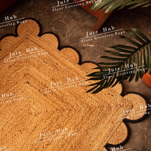 Handgemaakt jute tapijt uit India, jute loper, handgemaakt gevlochten Boheems jute vloerkleed, jute loper