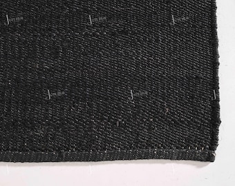 Handmade Solid Black Hemp Jute Rug Vintage Area Rug Organic Fiber Rug Kitchen Rug Bohemian Rug Inddoor Boho Rug Custom Size Rug
