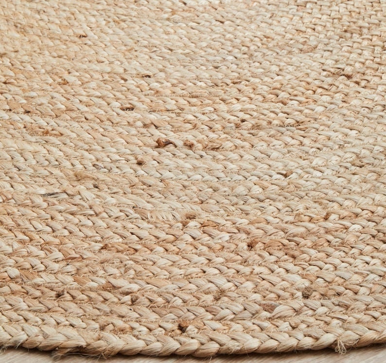 7x7 8x8 9x9 10x10 Jute Round Rug Hand Braided Natural Jute Etsy