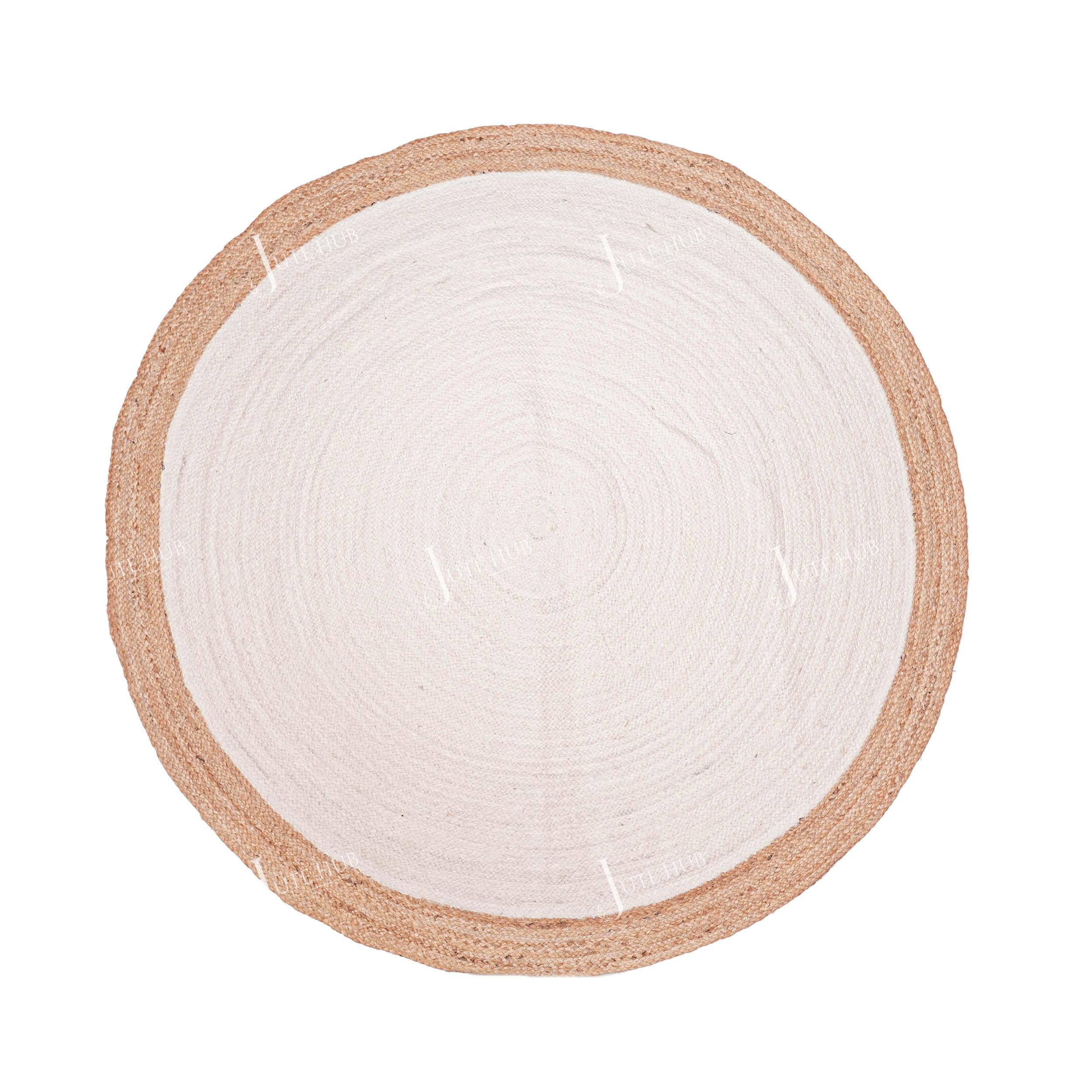 Beige Border Rug Round Jute Rug Brown/white With Beige Border Rug Vintage Jute Rug ...