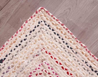 Hand Braided Multicolor Cotton Area Rug Custom Size Rectangle Rug Indian Handmade Rug Home Décor Rug Moroccan Rug Gift For her vintage rugs