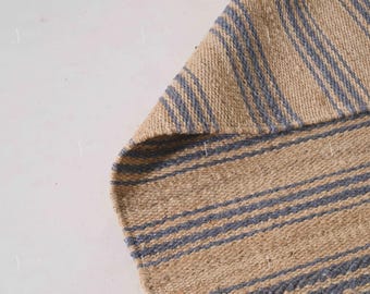 6x9, 8 x 10 ft natuurlijke hennep jute vloerkleed, blauw gestreept extra groot vloerkleed, groot hennep vloerkleed voor hal, boho vloerkleed, rechthoekig tapijt voor woonkamer