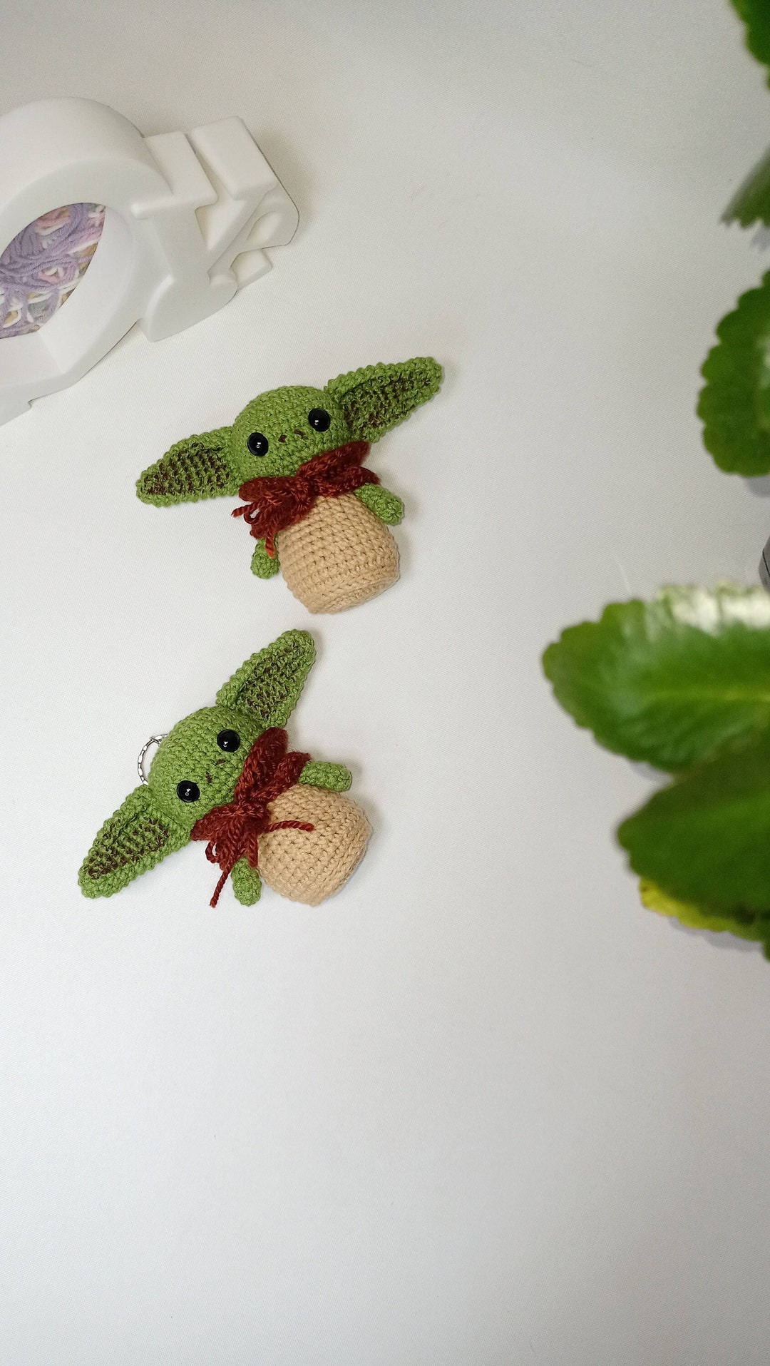Baby Yoda Crocheted Baby Yoda Keychain Crocheted Keychain Etsy