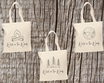 Wild in the Woods Bachelorette Tote Bags, Camp Bachelorette Tote Bags, Bridal Party Gift, Bridal Party Tote, Bachelorette Tote