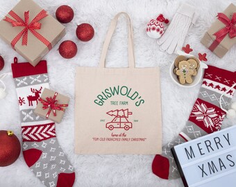 Griswold's Tree Farm Tote, Christmas Vacation Tote, Holiday Gift Idea, Canvas Tote Bag, Resuable Bag, Gifts for Her, Secret Santa Gift