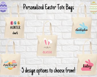 Easter Tote Bags, Egg Hunter, Bunny, Bunny Face, Easter Egg Tote, Easter Gift