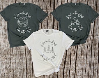 Wild in the Woods Bachelorette Tees, Bachelorette Shirt, Camping Shirts, Bridal Party Tee, Bachelorette Party Tee