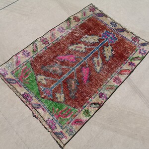 Red Turkish Rug, 2.2 x 3 ft Rug, Home Decor Rug, Small Rug, Boho Rug, Vintage Turkish Rug, Anatolian Rug, Decorative Rug, Tribal Wool Rug