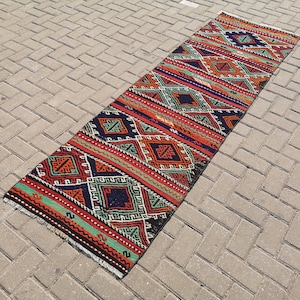 Colorful Turkish Runner Rug 2.5 x 8.1 ft Turkish Hallway Runner for Living Room 2x8 Cool Vintage Home Decor Rug 2x8 Oushak Bedroom Kilim Rug