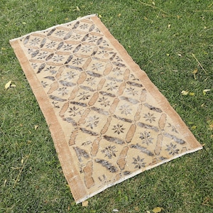 Oriental Orange Rug, 2.8 x 5.1 ft Rug, Ethnic Doormat Rug, Small Turkish Rug, Unique Anatolian Rug, Vintage Turkish Carpet, Home Decor Rug