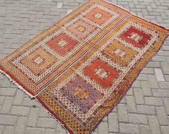 Aesthetic Decor Rug, 4.9 x 6.9 ft Rug, Vintage Kilim Rug, Turkish Kilim Rug, Bohemian Kilim Rug, Rug For Living Room, Turkish Handmade Rug