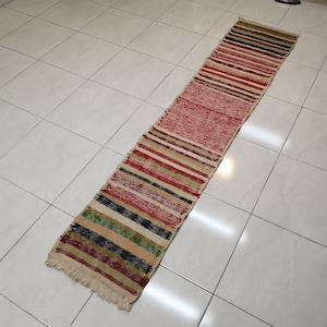 1.6 x 7.8 ft Red hallway runner Kilim rug runner Turkish kilim rug Turkish runner rug Handmade wool rug Small runner rug Vintage kilim rug