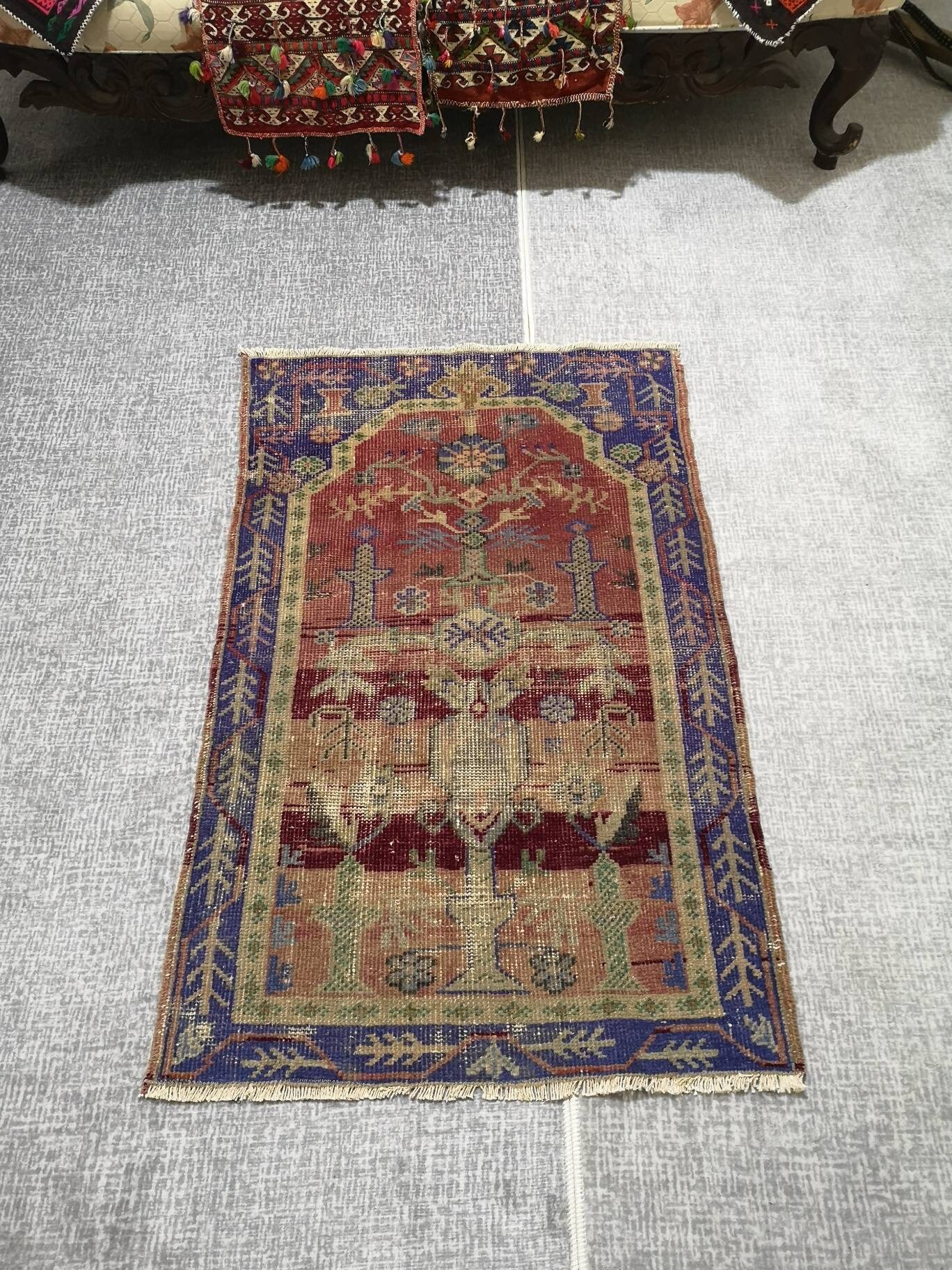 Red Turkish Vintage Rug, Small Doormat (2.5 x 3.9 ft.) - Etsy 日本