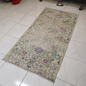 Green Turkish rug 3.3 x 6.7 ft Turkish vintage rug Rug for living room Bohemian wool rug Green hallway rug Medium Turkish rug Green area rug