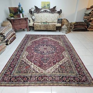 Large pink boho rug 6.7 x 9.9 ft Oversized Turkish rug Pink vintage carpet Turkish vintage rug 7x10 Rug for living room Large bedroom carpet