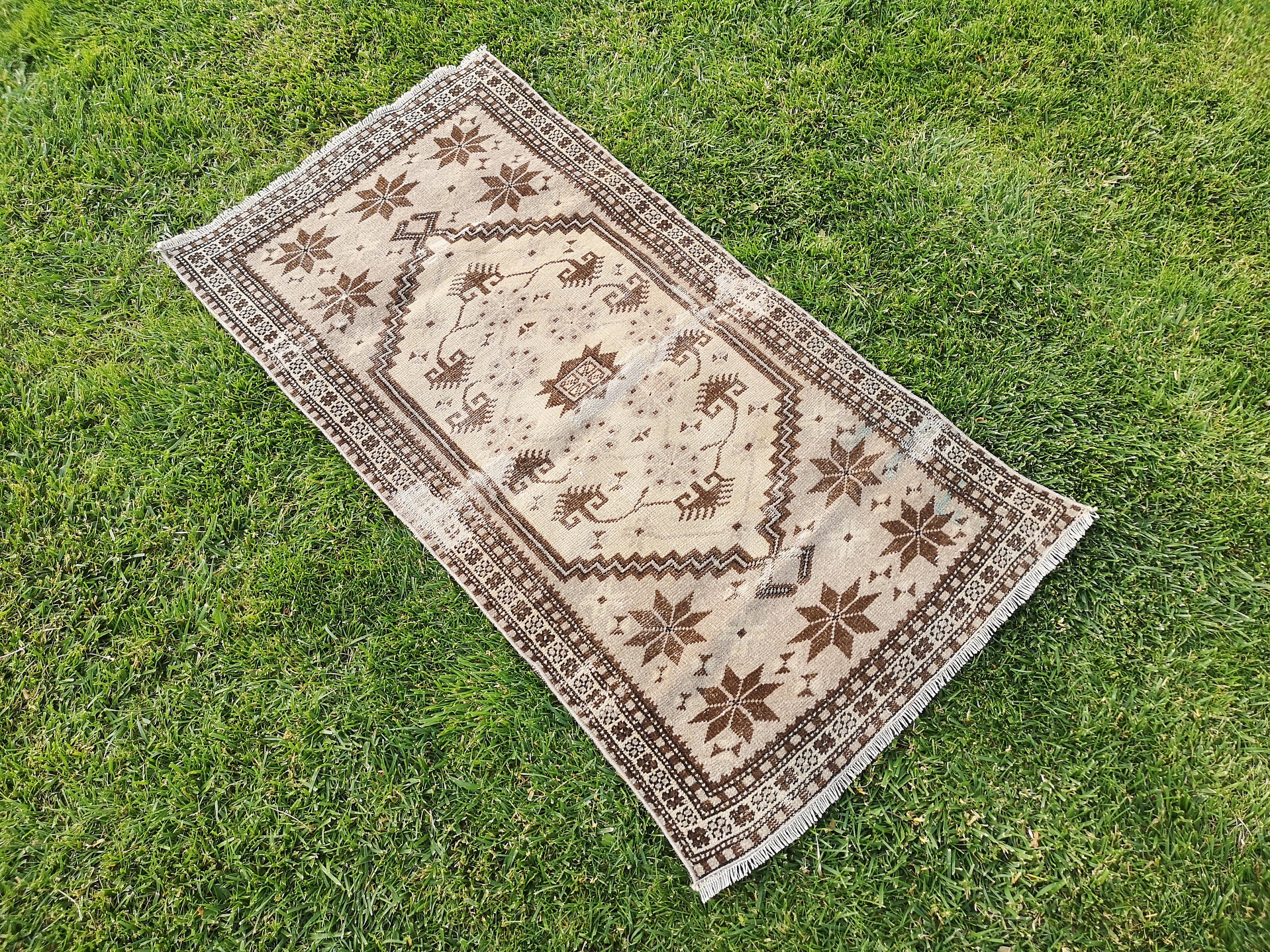 Brown Vintage Turkish Rug, Small Doormat (2.3 X 4.4 Ft) - Etsy