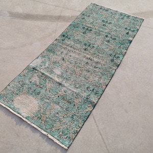 Vintage Turkish Rug, 2.7 x 6.1 ft Rug, Blue Boho Rug, Hallway Runner Rug, Bohemian Runner Rug, Runner Rug, Home Decor Rug, 3x6 Handmade Rug