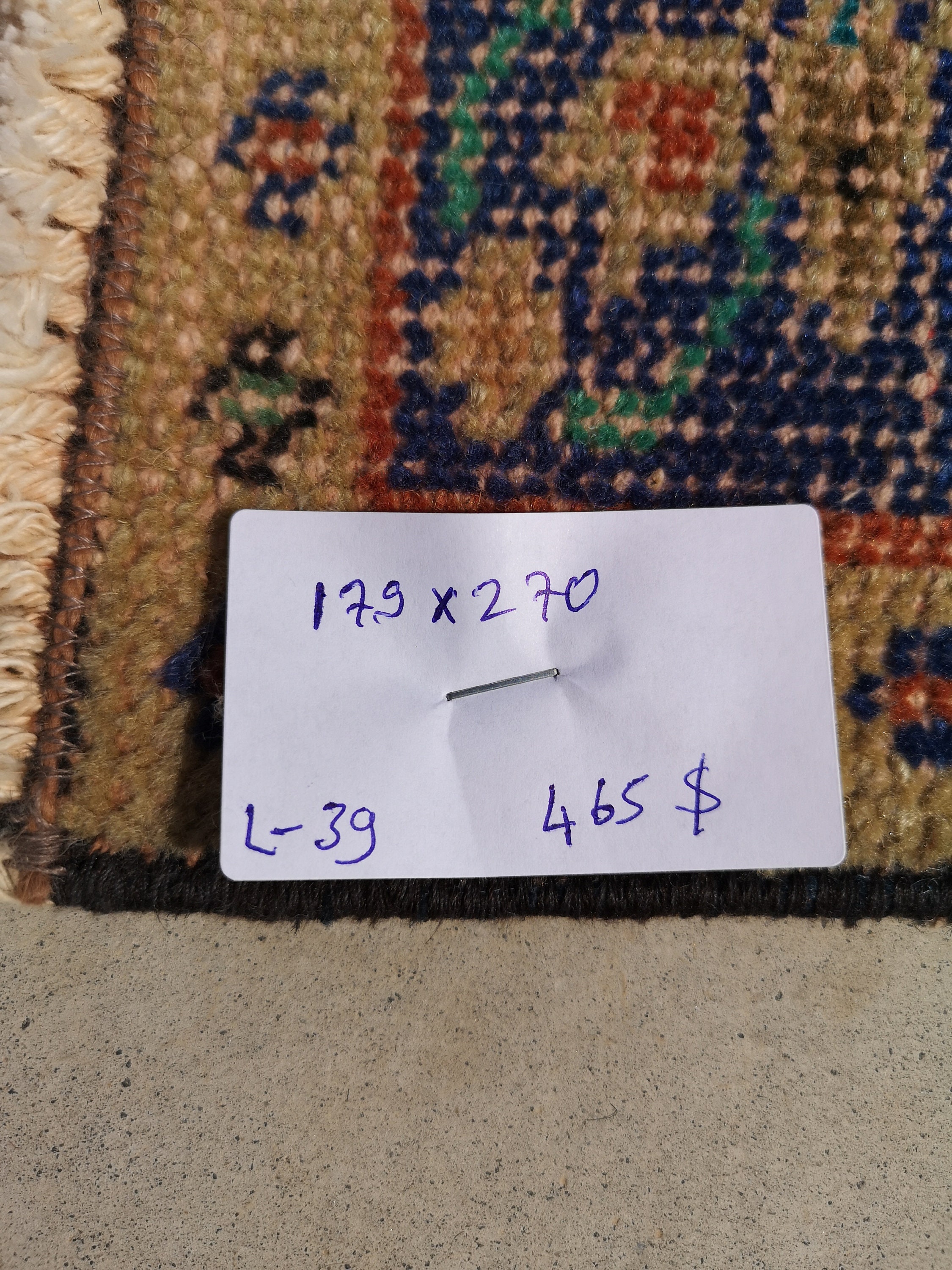 オレンジトルコ製ヴィンテージラグ、5.9 x 8.9フィート、ブルー