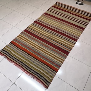 3.7 x 7.1 ft Colorful Turkish rug Turkish kilim rug Vintage kilim rug Turkish vintage rug Colorful rugs for living room Handmade wool rug