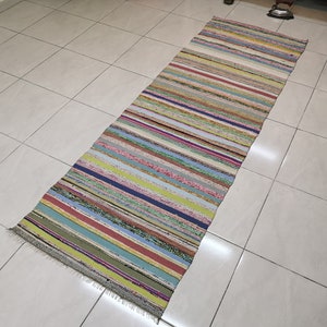 2.7 x 7.8 ft Colorful runner rug Turkish runner rug Colorful kilim rug Rainbow Turkish rug Hallway runner kilim Wool kilim rug Turkish rug