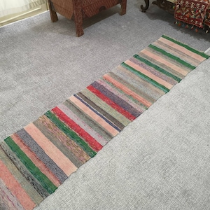 1,9 x 30 cm Flur Läufer Türkisch Läufer Vintage Läufer Teppich Gestreifter Teppich für Wohnzimmer Bunter Läufer