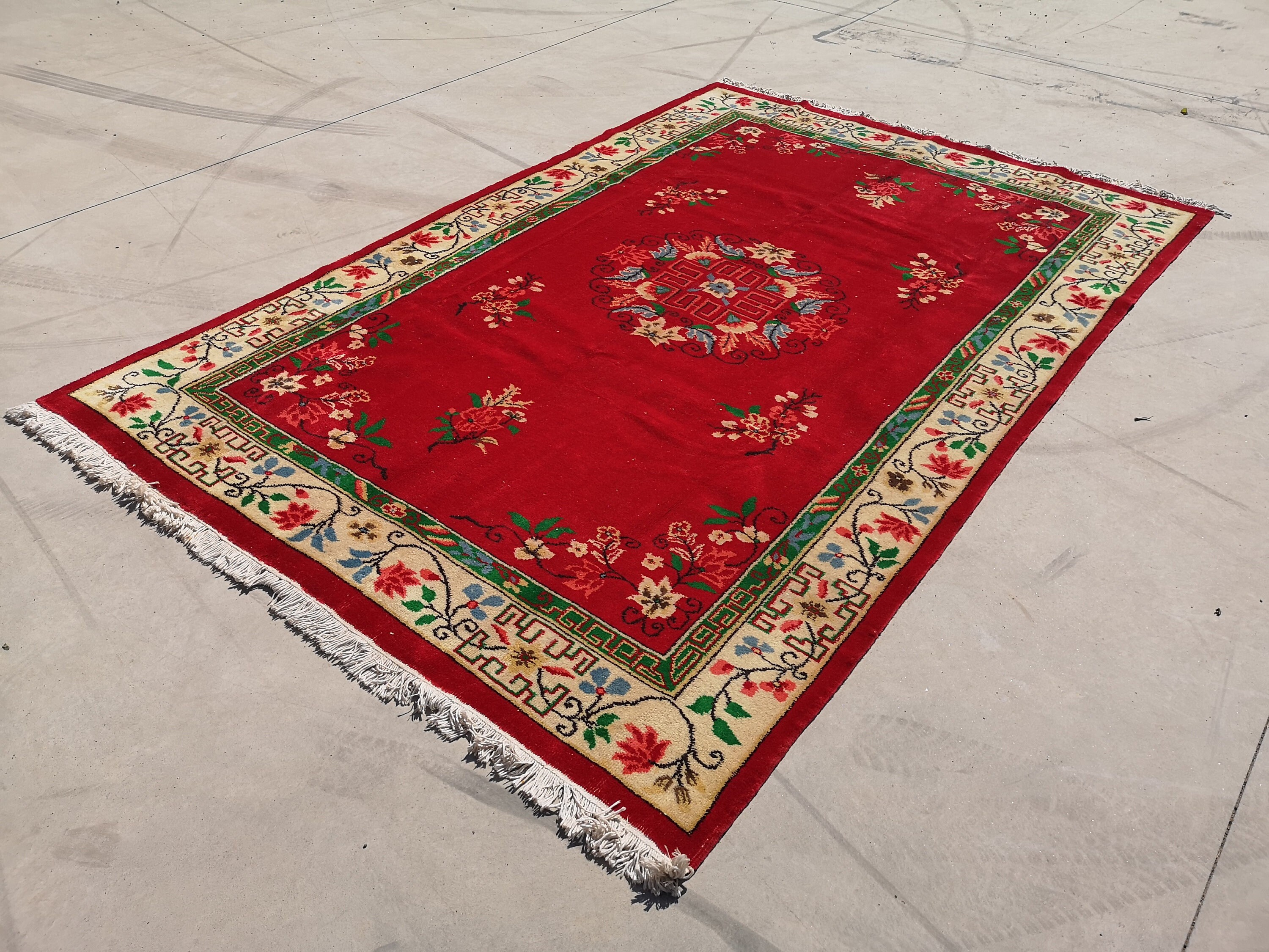 45.5×104 \"Red rose” ViNTAGE TURKiSH RUG 2348 - Turkish Vintage Area Rug (6'5