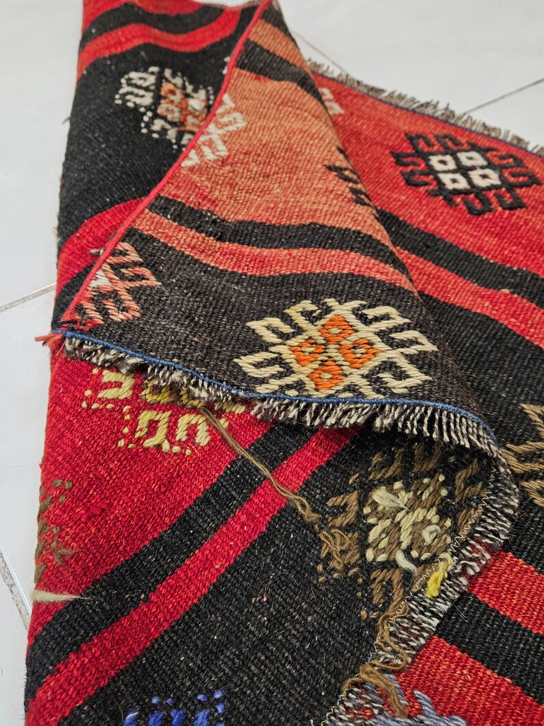 Red Striped Kilim Rug, Turkish Vintage Small Rug (3.3 X 2.2 Ft) - Etsy