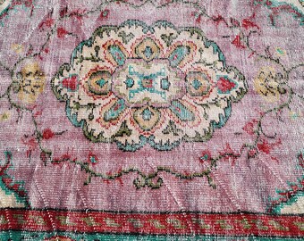 ピンクトルコラグ（5.1 x 8フィート） - ヴィンテージボヘミアンウール