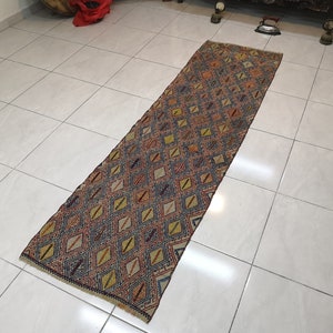 2.2 x 7.6 ft Colorful vintage runner rug Turkish rug for living room Anatolian runner rug Unique Turkish runner rug Geometric old runner rug