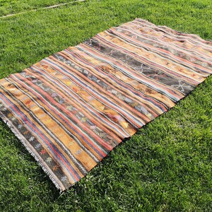 Home Decor Kilim, 5.7 x 9 ft Rug, Nomadic Turkish Kilim, Orange Oushak Rug, Bohemian Rug, Free Shipping Boho Rug, 6x9 Vintage Turkish Kilim