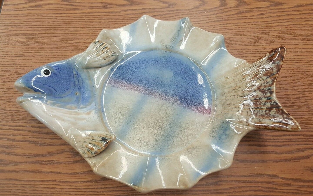 Blue Fish Plate Tray Relish Etsy