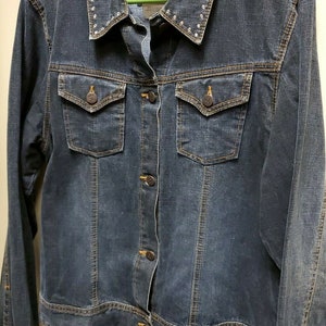Authentische Marke 20 von Wrangler Größe Xl verziert Jean Jacke Strass Kragen